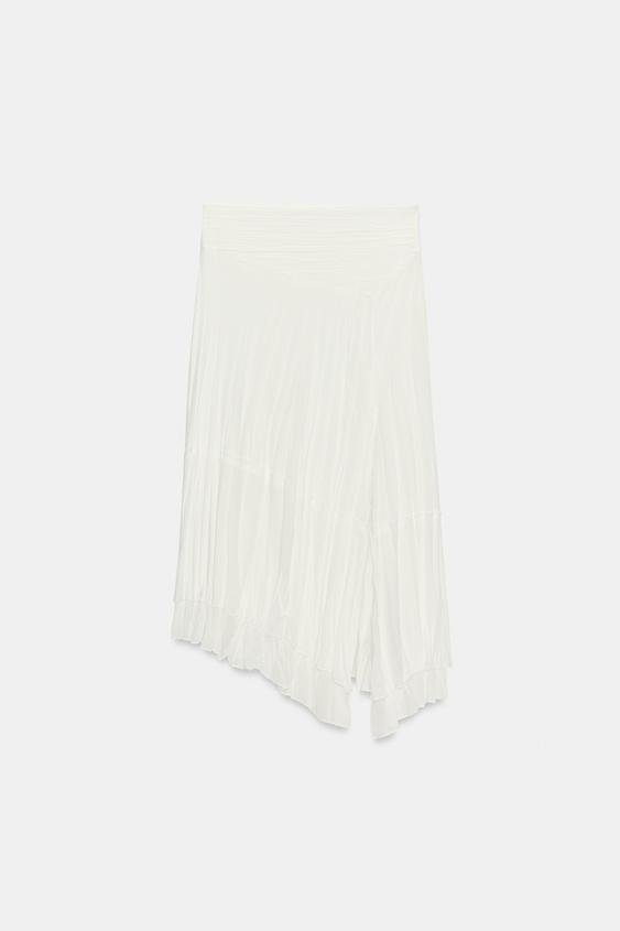 ASYMMETRIC RUSTIC FABRIC SKIRT - Ecru by Zara - Image 0