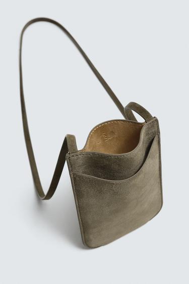 SAC BANDOULIÈRE EN CUIR - Vert kaki de Zara - Image 5