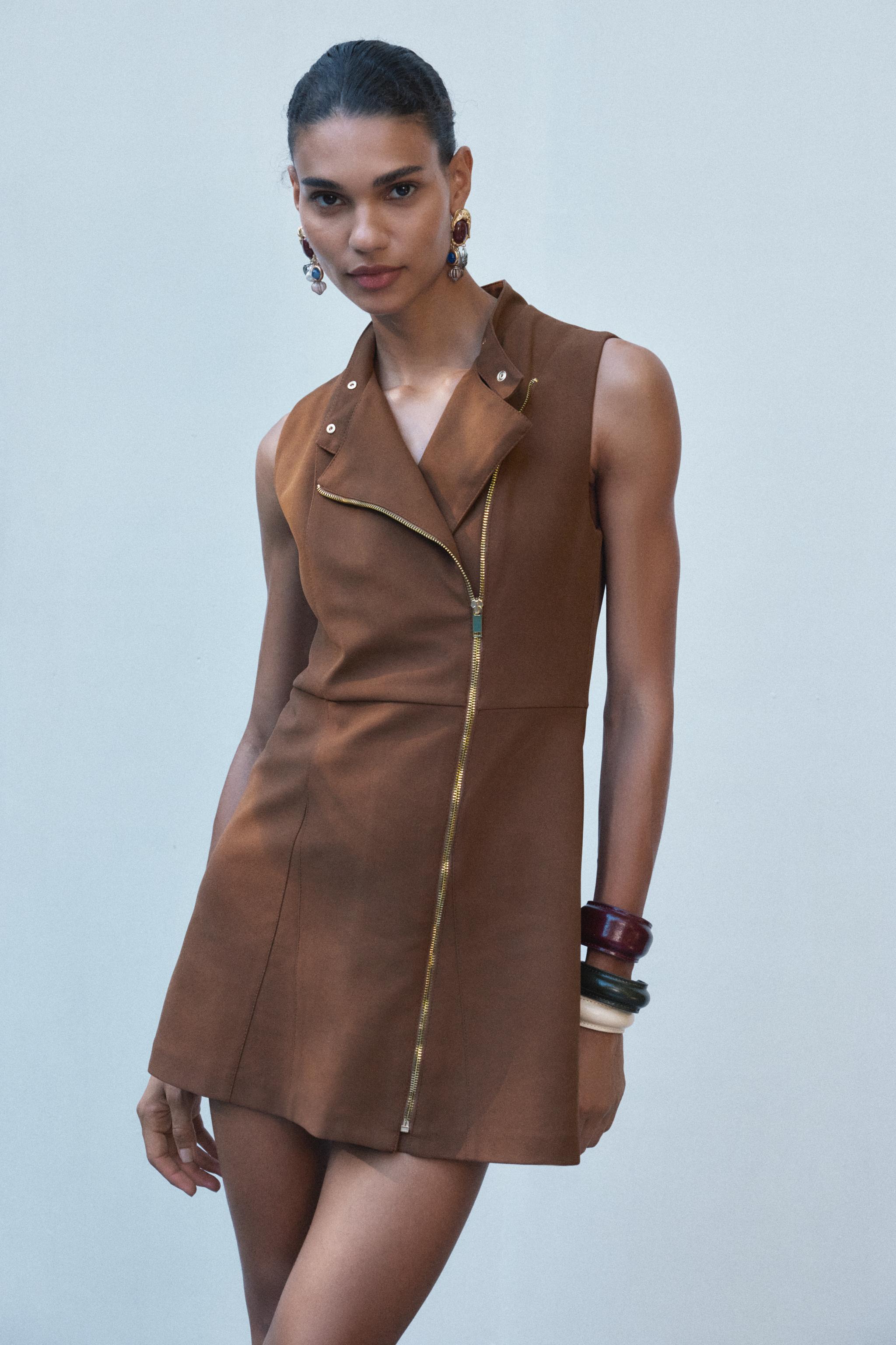 FAUX SUEDE MINI DRESS - Brown | ZARA New Zealand