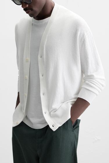 Zara 100% HEMP CARDIGAN - White