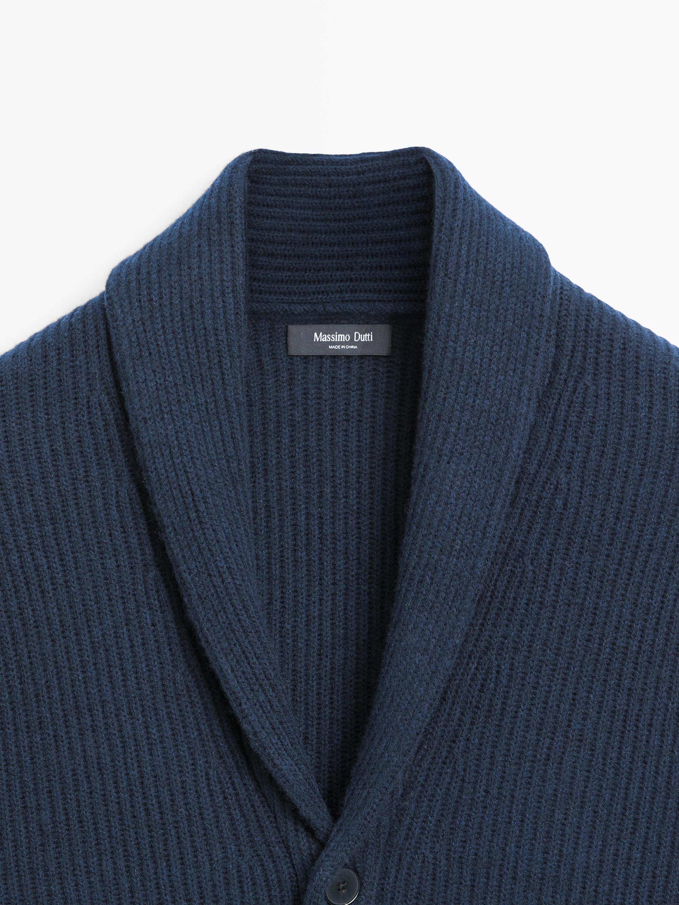 Cardigan avec col à revers en laine mélangée