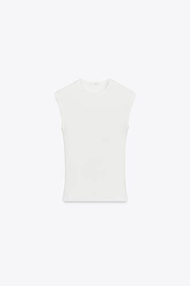 STRETCH RIB T-SHIRT - Wit van Zara