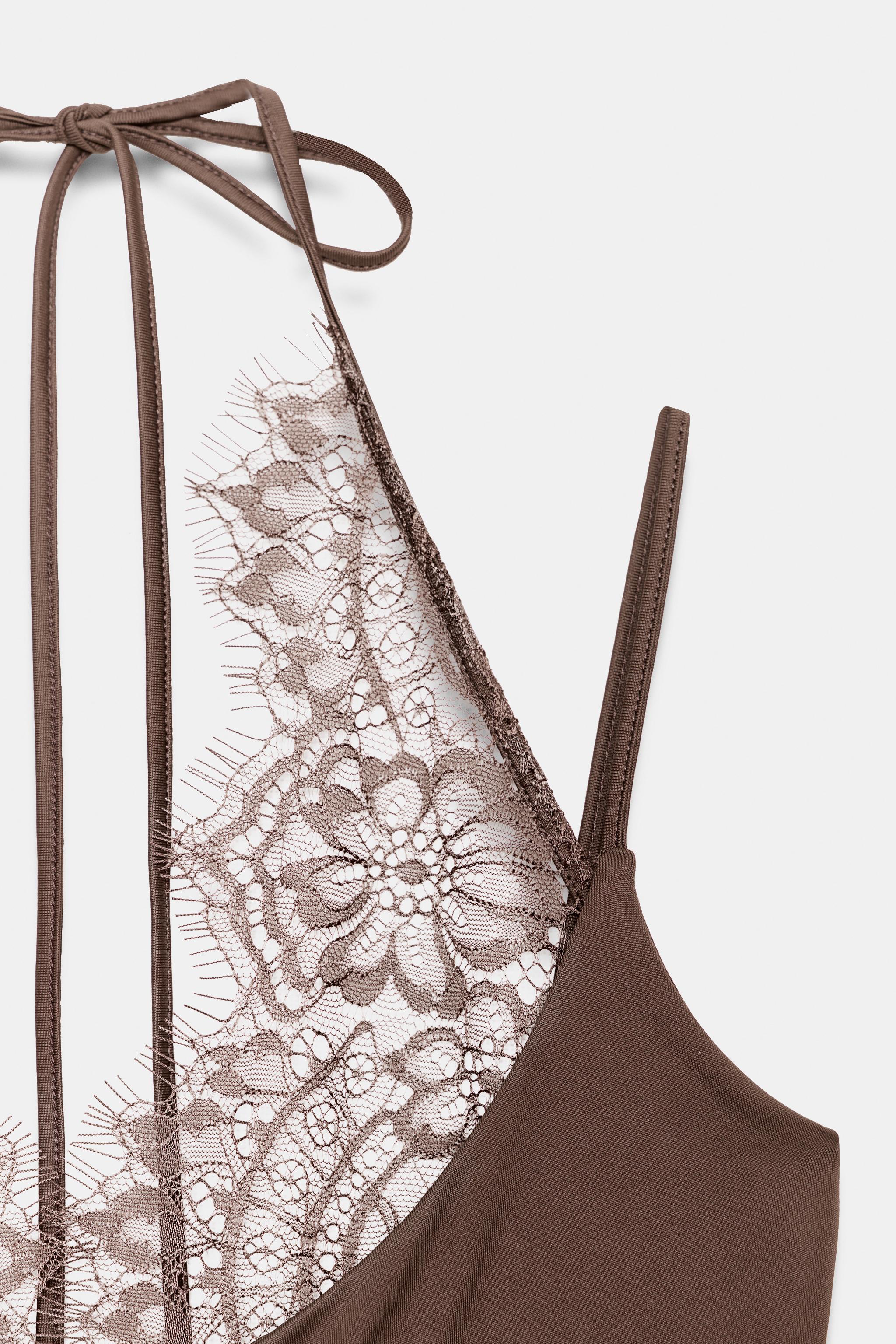 BODY HALTER AVEC DENTELLE COMBINÉE