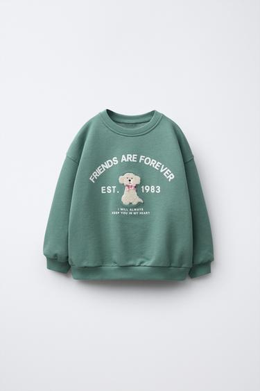 SWEATSHIRT COM REMENDO ENCARACOLADO - Verde-água da Zara