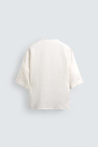 CHEMISE RELAXED FIT 100% LIN - Blanc cassé de Zara - Image 6
