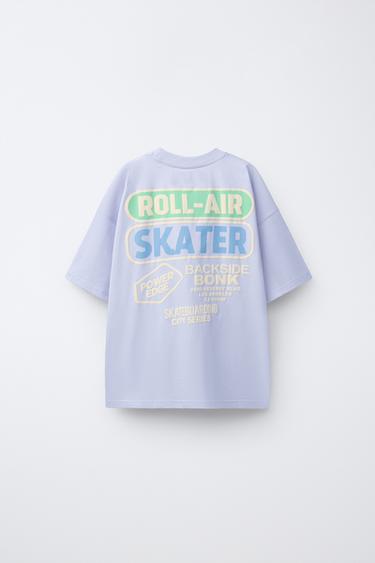 SKATE RAISED PRINT T-SHIRT - Mauve by Zara