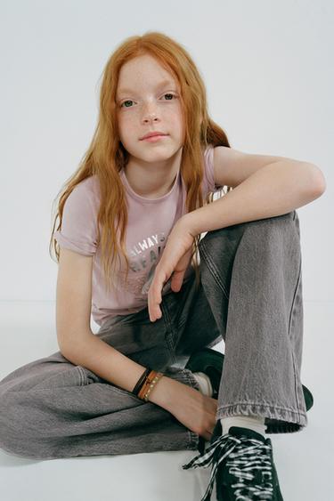 CAMISETA EFECTO LAVADO ESTAMPADA - Rosa de Zara