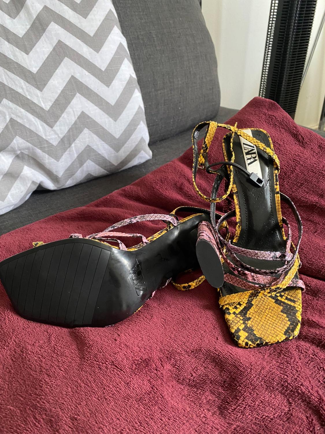 ANIMAL PRINT MULTI-STRAP HIGH HEEL SANDALS TRF - Image 3