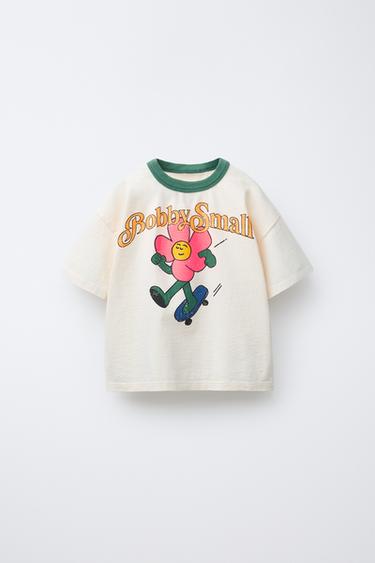 Zara BOBBY SMALL © FLOWER T-SHIRT - Light beige