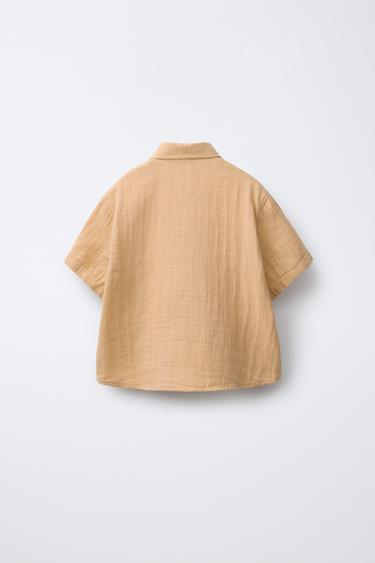 CHEMISE TEXTURÉE À POCHE - Moutarde de Zara - Image 1