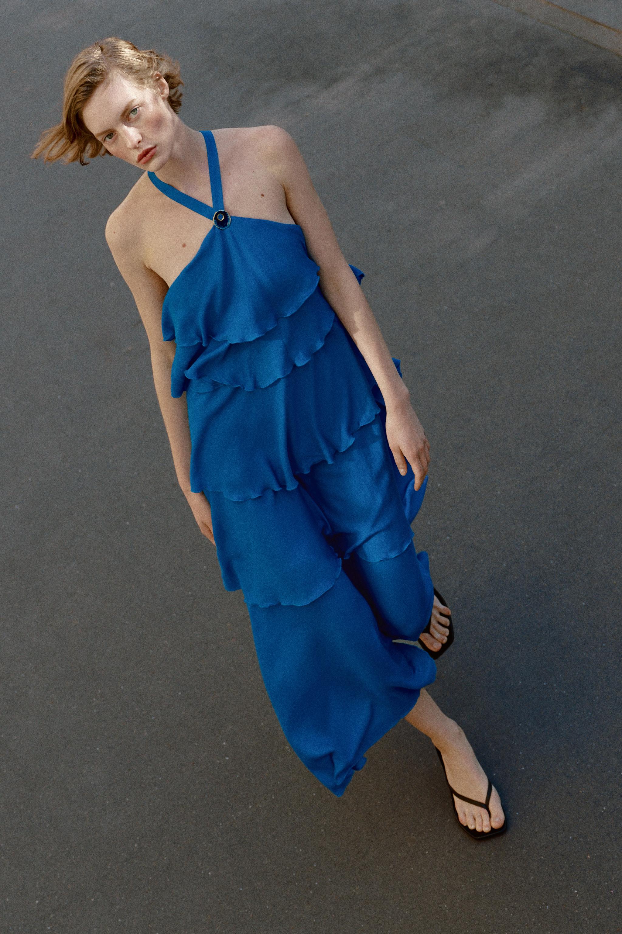 LONG RUFFLED DRESS