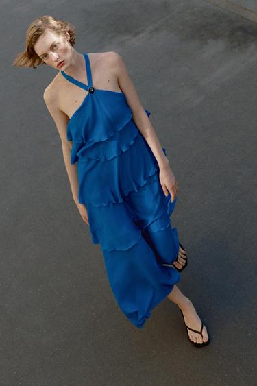 ROBE LONGUE À VOLANTS - Cobalt de Zara - Image 7