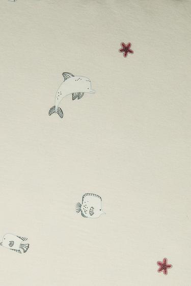 CHILDREN’S SEA PRINT PILLOWCASE - Light lime green by Zara - Image 3
