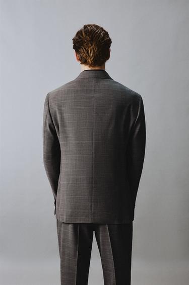 VESTE DE COSTUME À CARREAUX 100 % LAINE - Marron de Zara - Image 2