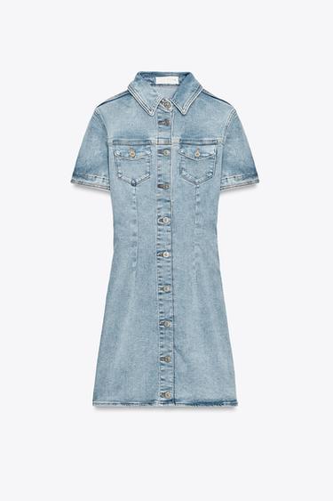 Zara Z1975 DENIM MINI DRESS - Light blue - Image 0