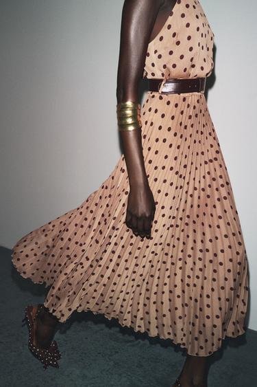 Zara POLKA DOT MIDI DRESS WITH BELT - 930