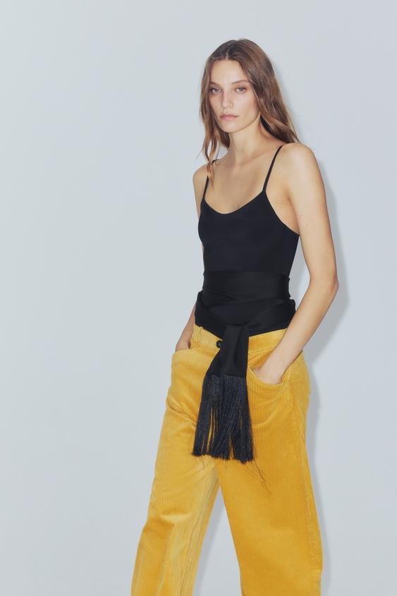 PANTALON EN VELOURS CÔTELÉ ZW COLLECTION - Jaune de Zara - Image 3