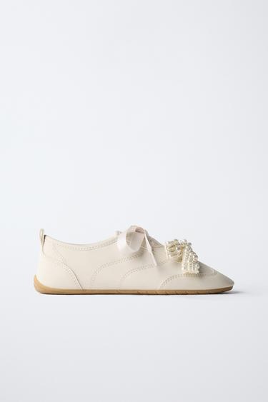Zara BOW SNEAKERS - Off White