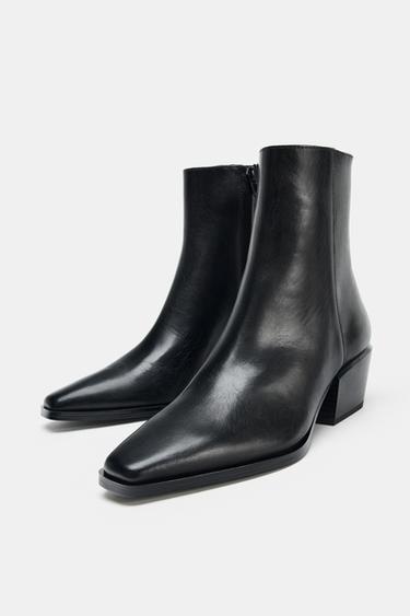 BOTTINES LARGES EN CUIR - Noir de Zara - Image 3