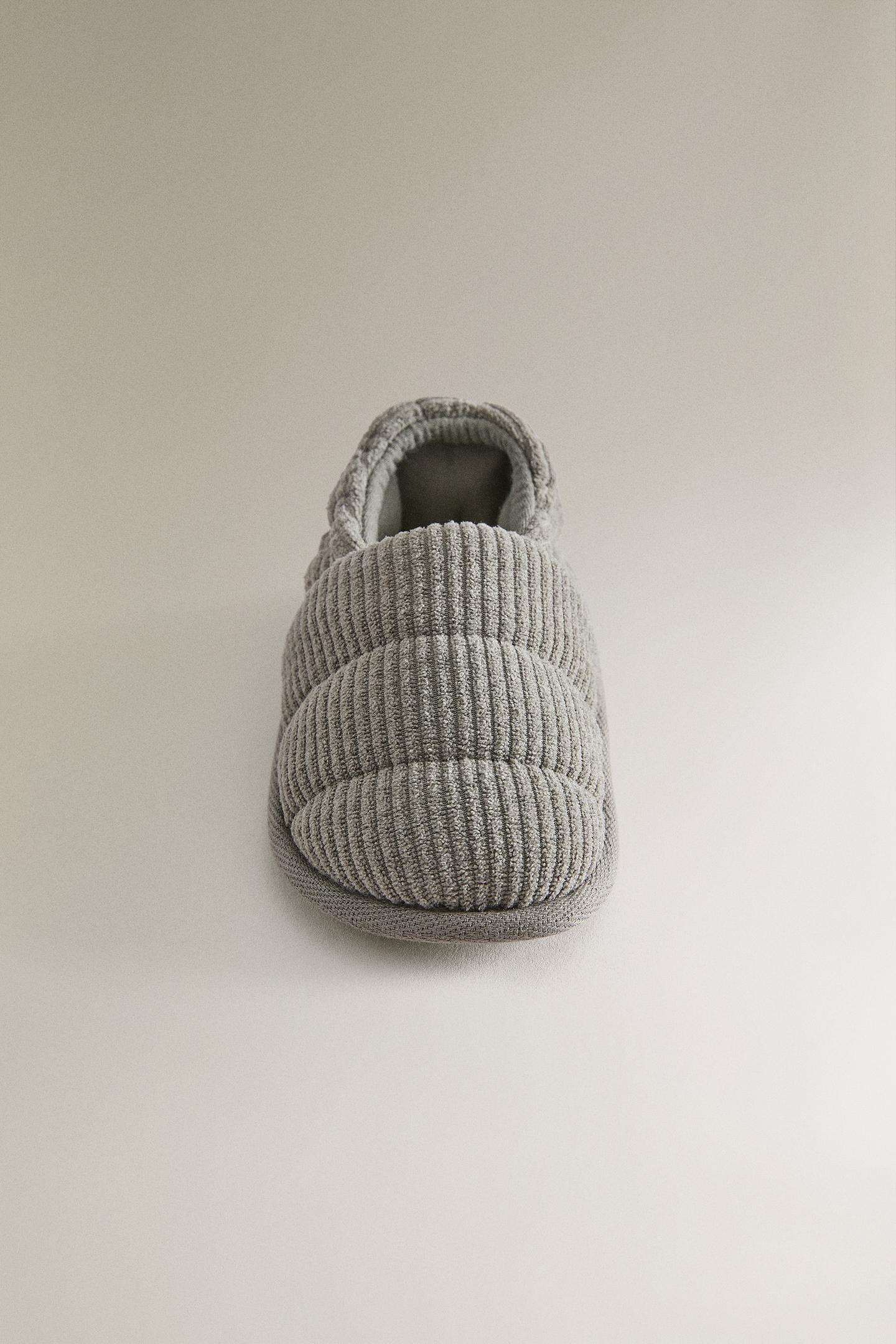 Детские тапочки Zara Corduroy Slippers, цвет: Серый — фото 5