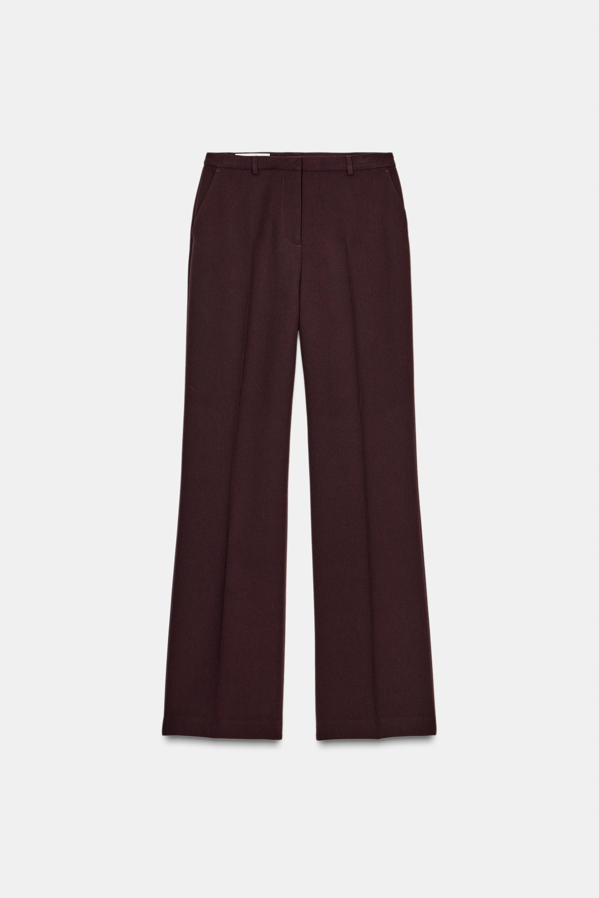 HIGH-WAISTED STRAIGHT LEG PANTS - Burgundy | ZARA United States