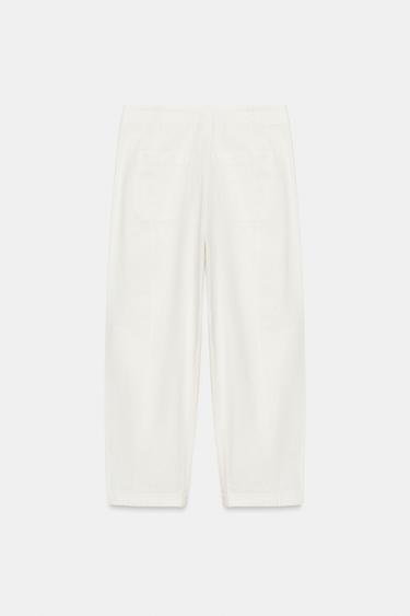 PANTALON AVEC LIN ZW COLLECTION - Blanc cassé de Zara - Image 4