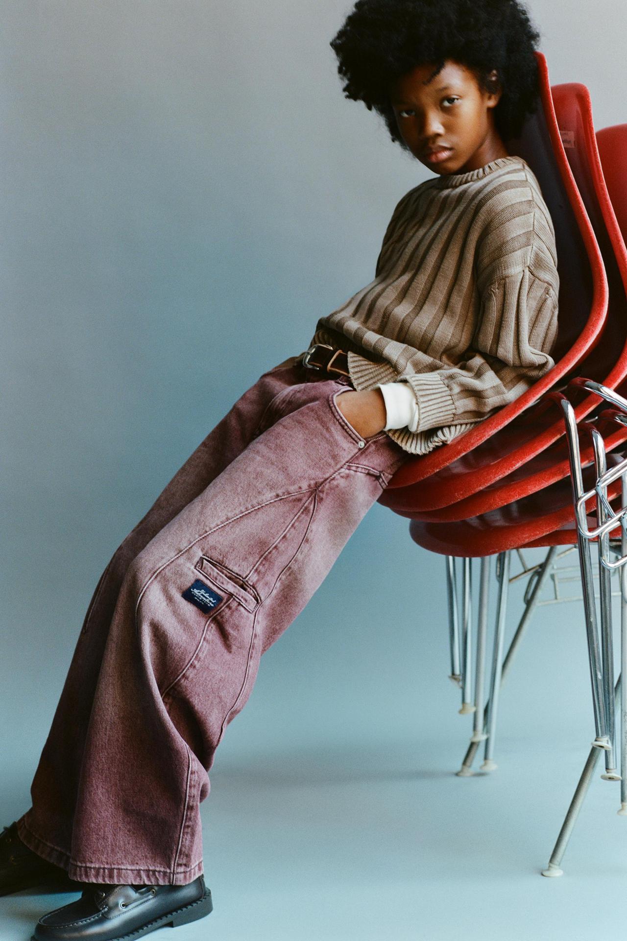 BARREL CARGO PANTS WITH LABEL — Eggplant