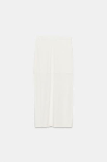JUPE MI-LONGUE EN MAILLE FINE - Blanc de Zara - Image 6