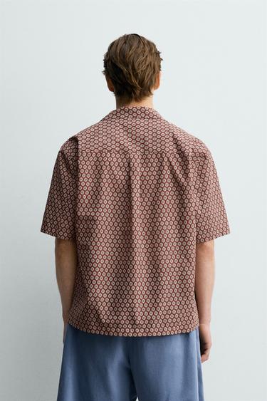 RELAXED FIT GEOMETRIC PRINT SHIRT - Brick by Zara - Image 2