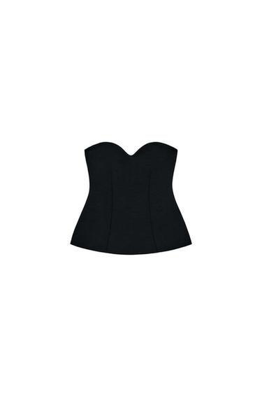Zara SWEETHEART NECKLINE BANDEAU TOP - Black