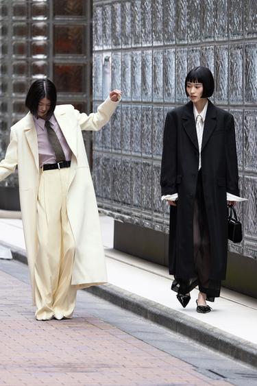 ZW COLLECTION WIDE-LEG DARTED TROUSERS - Pastel yellow by Zara