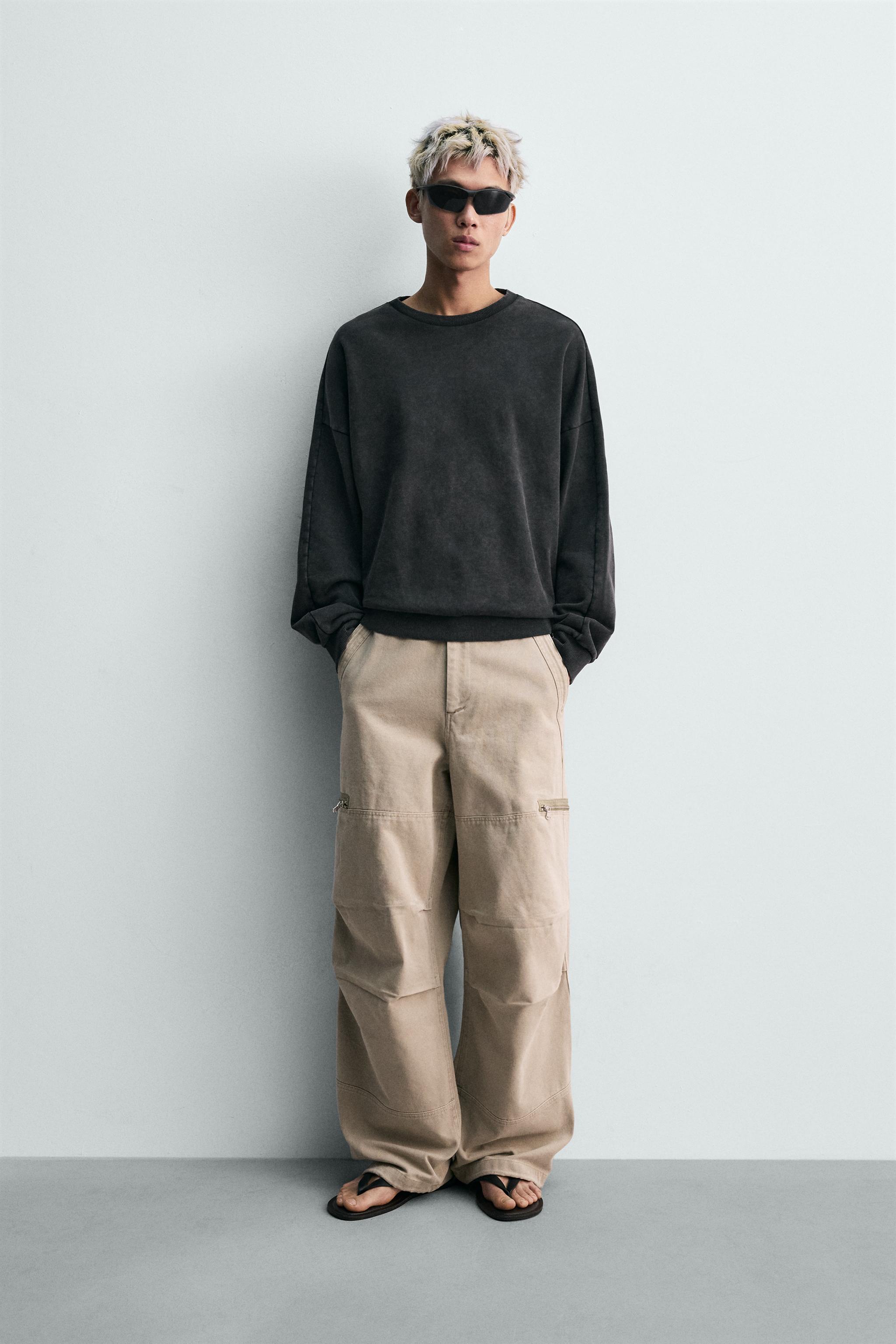 ユーズド加工リラックスフィットスウェットシャツ - ブルー | ZARA 