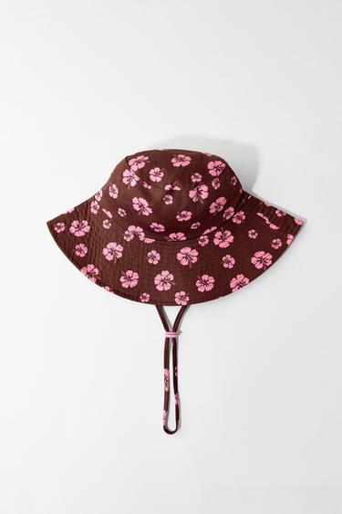 PALM TREE BUCKET HAT - Brown by Zara