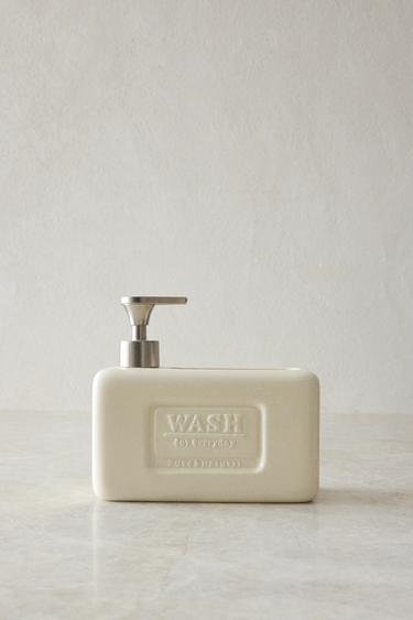 Zara WASHING-UP LIQUID DISPENSER WITH CONTAINER - Cream