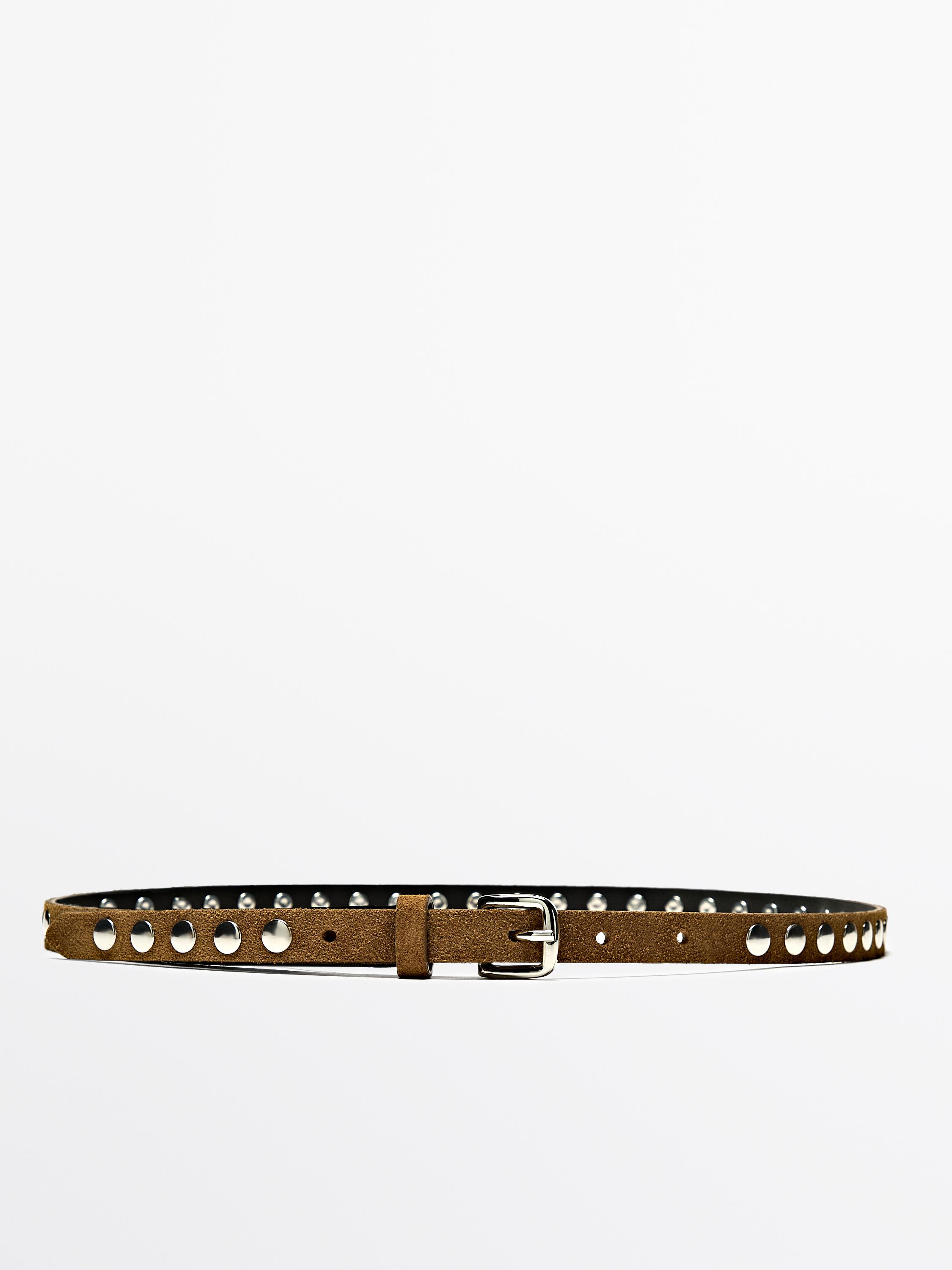 Ceinture fine en cuir clouté