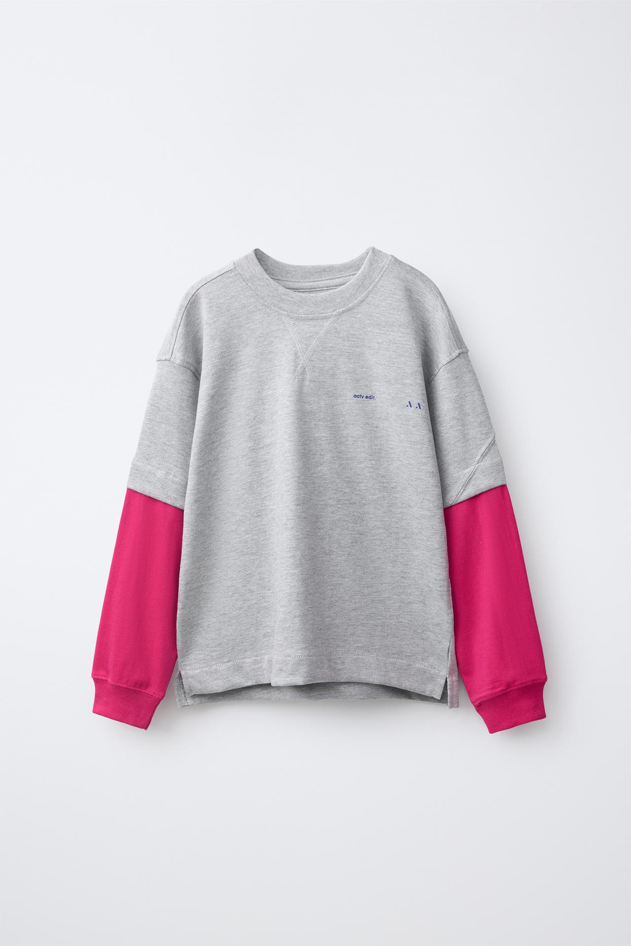 SPORTY DOUBLE-SLEEVE T-SHIRT — Neon pink