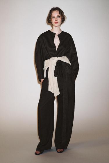 BALLONBROEK VAN 100% LINNEN ZW COLLECTIE - Bruin van Zara