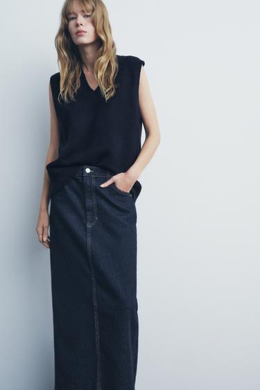 Zara DENIM PENCIL SKIRT ZW COLLECTION - Blue