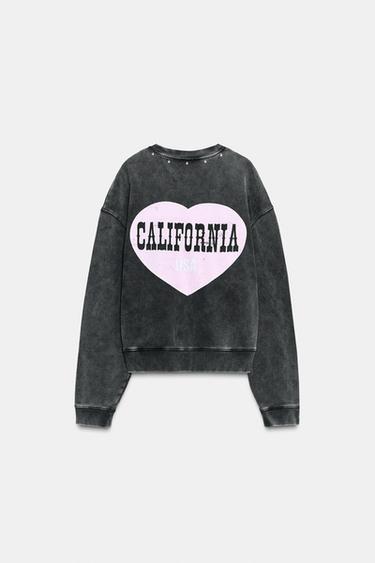 WASHED SLOGAN SWEATSHIRT - Anthracite grey by Zara