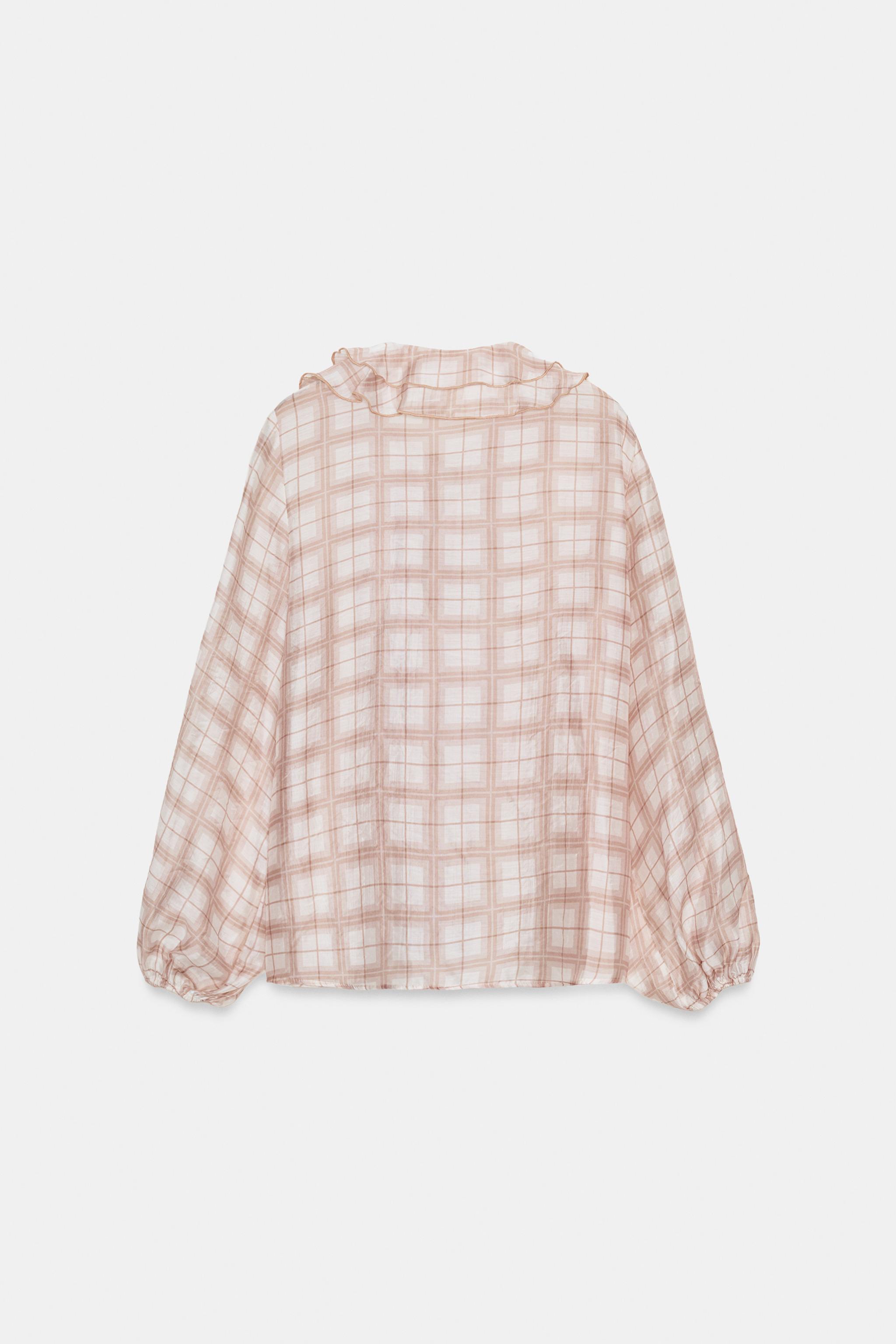 PLAID RUFFLED BLOUSE