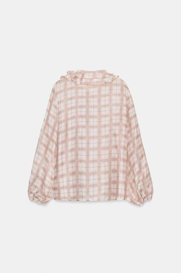 BLOUSE À CARREAUX ET VOLANTS - Roses de Zara - Image 6