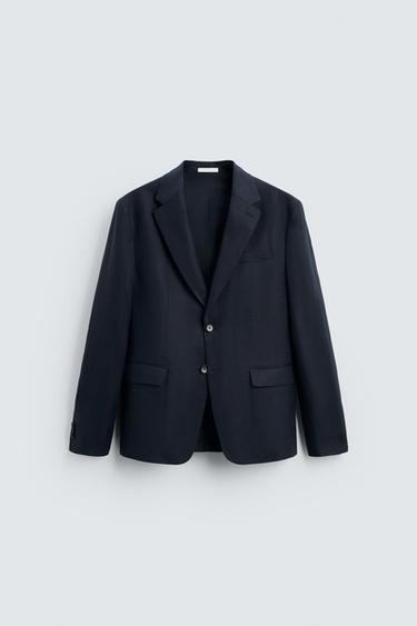100% LINEN SUIT BLAZER - Navy blue by Zara