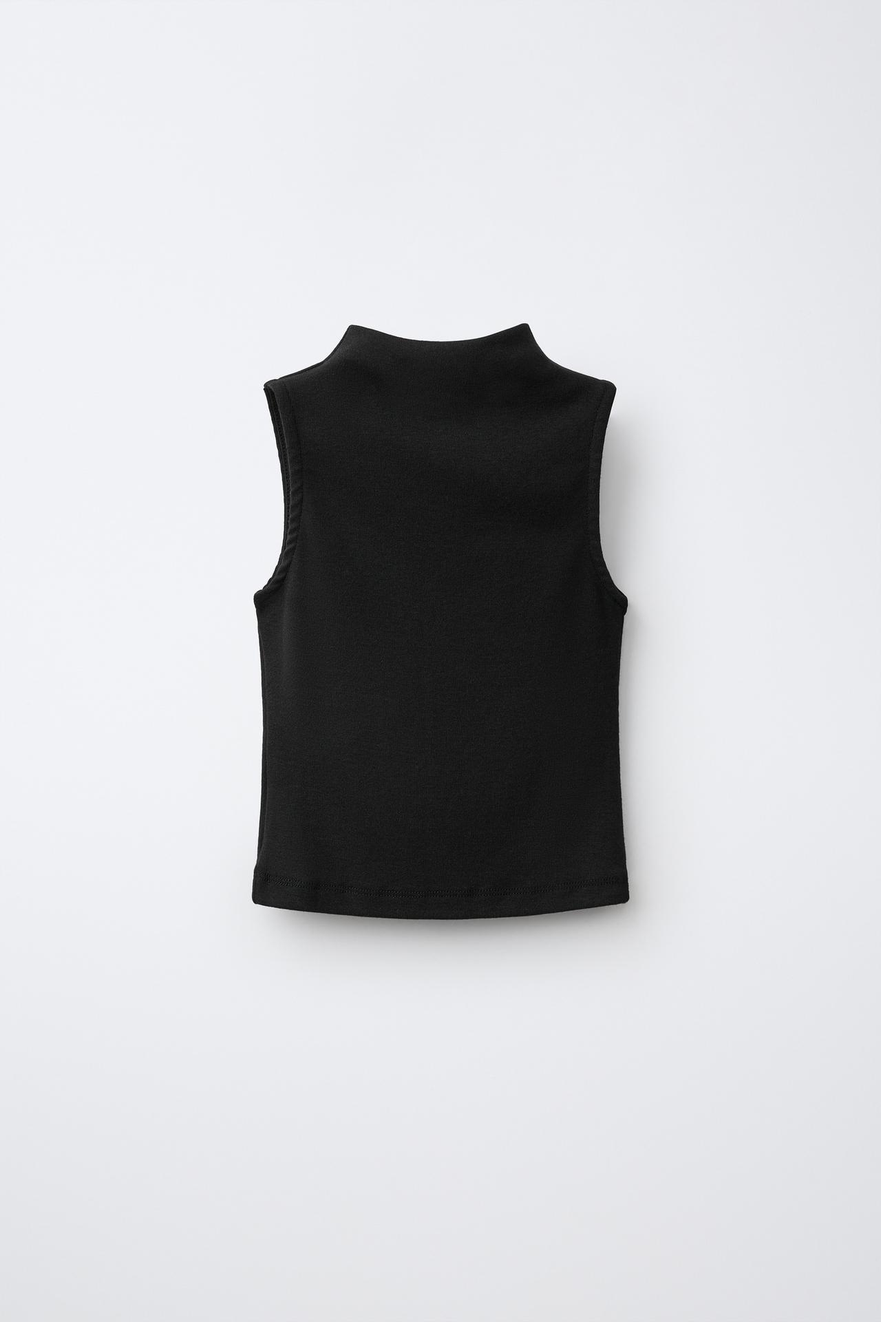 COTTON MODAL SLEEVELESS T-SHIRT — Black