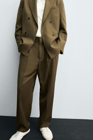 LIMITED EDITION SUIT TROUSERS WITH PLEATS - Dark olive by Zara - Image 4
