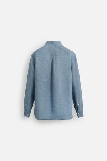 100% LINEN SHIRT - Faded blue by Zara - Image 3