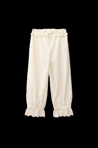 PANTALÓN BOMBACHO BORDADOS - Crudo de Zara