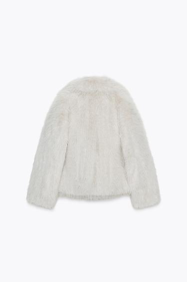 FAUX FUR JACKET ZW COLLECTION - Ecru by Zara - Image 4