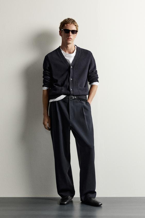RELAXED FIT PLEATED TROUSERS - striped by Zara - Image 0