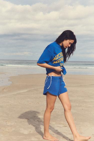 WASHED-EFFECT TEXT SHORTS - Blue by Zara - Image 2
