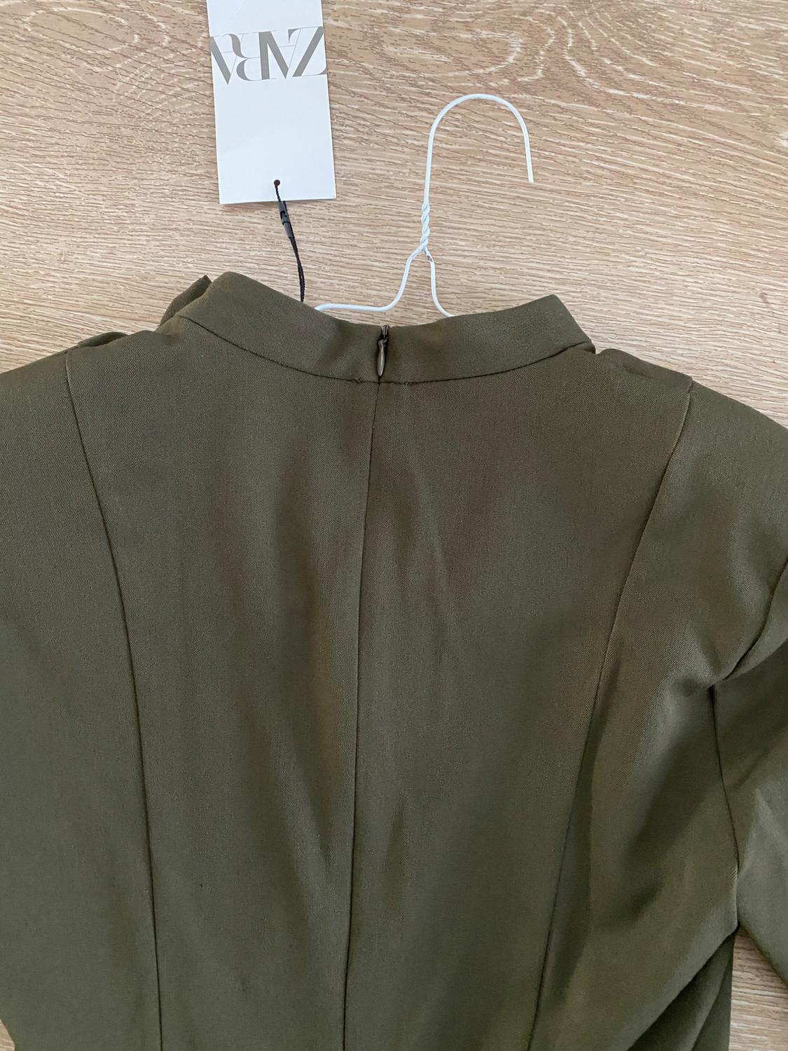NWT ZARA GOLDEN BUTTON SHOULDER SHORT DRESS KHAKI - Image 5